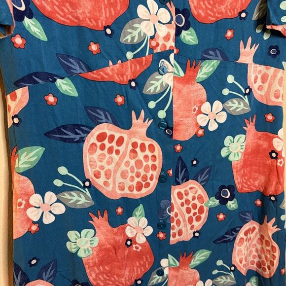 Modcloth Pepaloves Pomegranate Printed Shirt Dress Size M - Picture 5 of 6